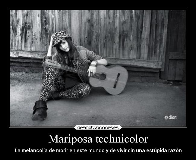 Mariposa technicolor - La melancolía de morir en este mundo y de vivir sin una estúpida razón