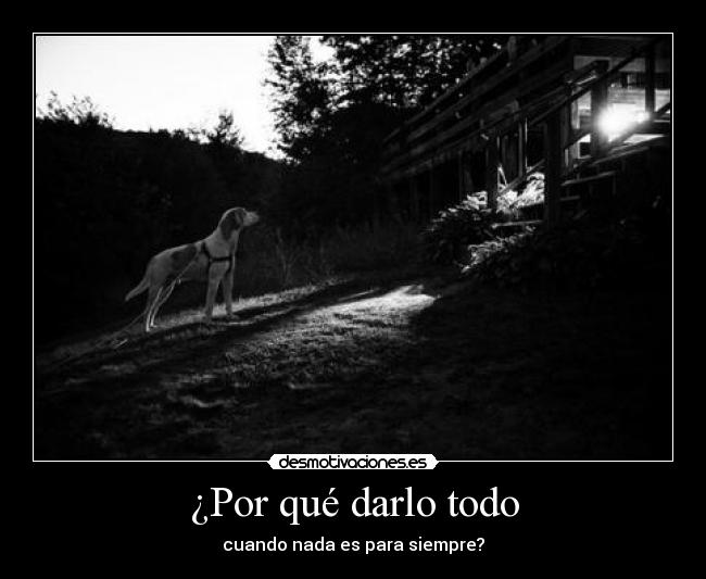 ¿Por qué darlo todo - cuando nada es para siempre?