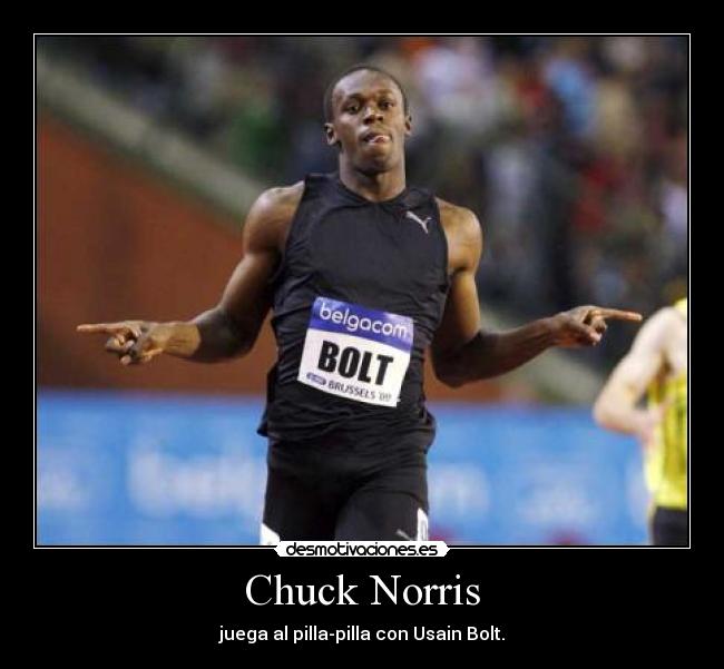 Chuck Norris - juega al pilla-pilla con Usain Bolt.