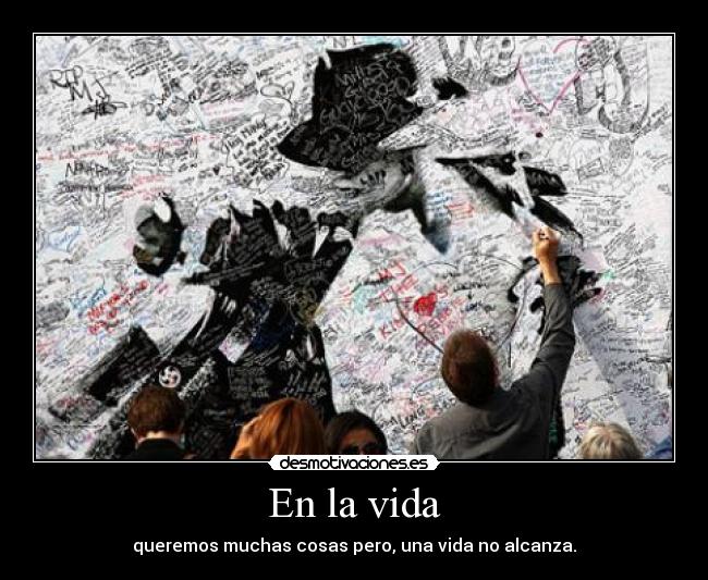 En la vida - queremos muchas cosas pero, una vida no alcanza.