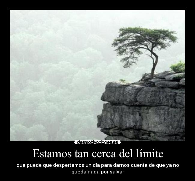 Estamos tan cerca del límite - que puede que despertemos un día para darnos cuenta de que ya no
queda nada por salvar