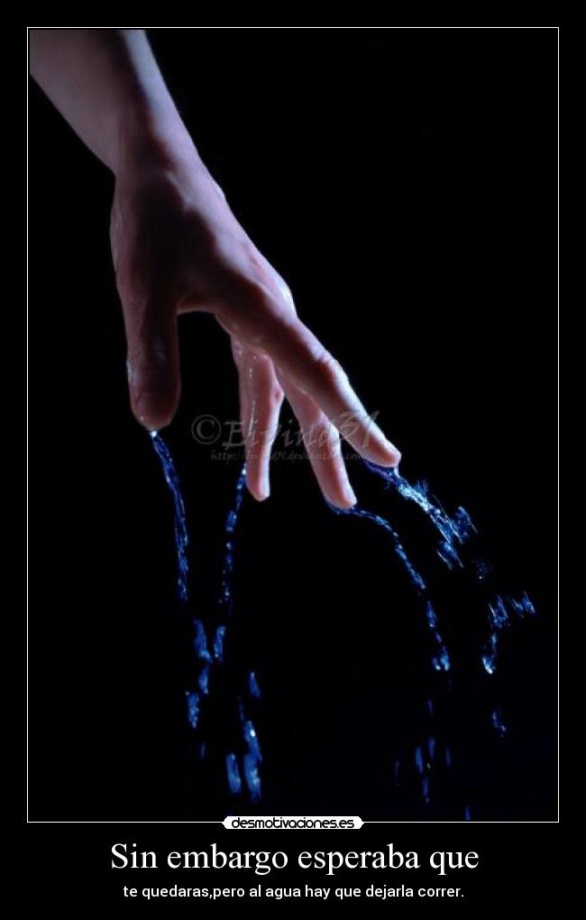 Sin embargo esperaba que - te quedaras,pero al agua hay que dejarla correr.