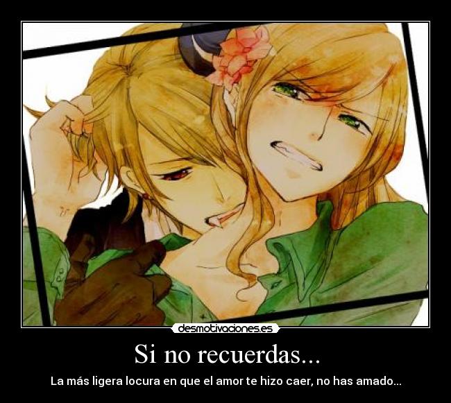 Si no recuerdas... - La más ligera locura en que el amor te hizo caer, no has amado...