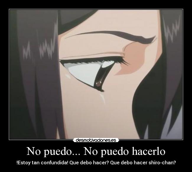 No puedo... No puedo hacerlo - !Estoy tan confundida! Que debo hacer? Que debo hacer shiro-chan?