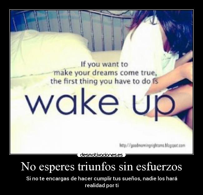 carteles esperes triunfos sin esfuerzos tu encargas hacer cumplir tus suenos nadie los hara desmotivaciones