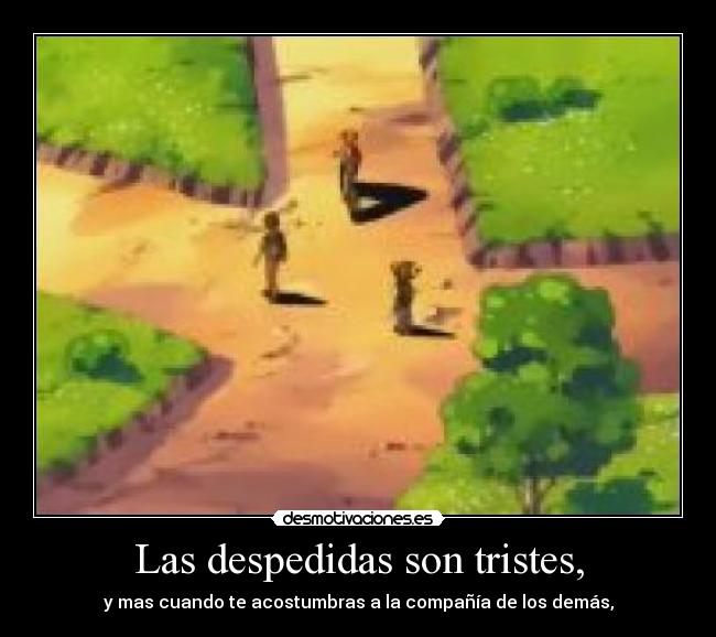 Las despedidas son tristes, - y mas cuando te acostumbras a la compañía de los demás,