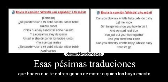 Esas pésimas traduciones - que hacen que te entren ganas de matar a quien las haya escrito