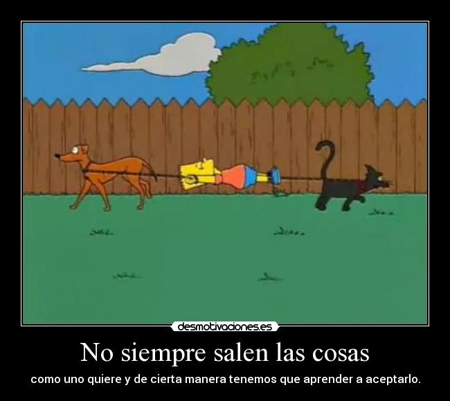 No siempre salen las cosas - como uno quiere y de cierta manera tenemos que aprender a aceptarlo.