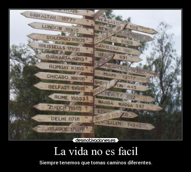 La vida no es facil - Siempre tenemos que tomas caminos diferentes.
