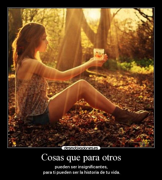 Cosas que para otros - pueden ser insignificantes,
para ti pueden ser la historia de tu vida.