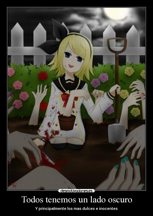 carteles rin kagamine fear garden gore yandere vocaloid manos sangre miku hatsune meiko len kaito gakupo desmotivaciones
