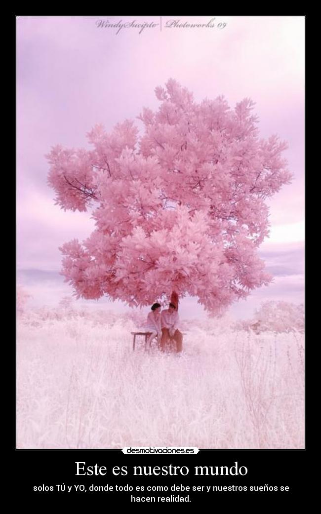 Este es nuestro mundo - solos TÚ y YO, donde todo es como debe ser y nuestros sueños se hacen realidad.