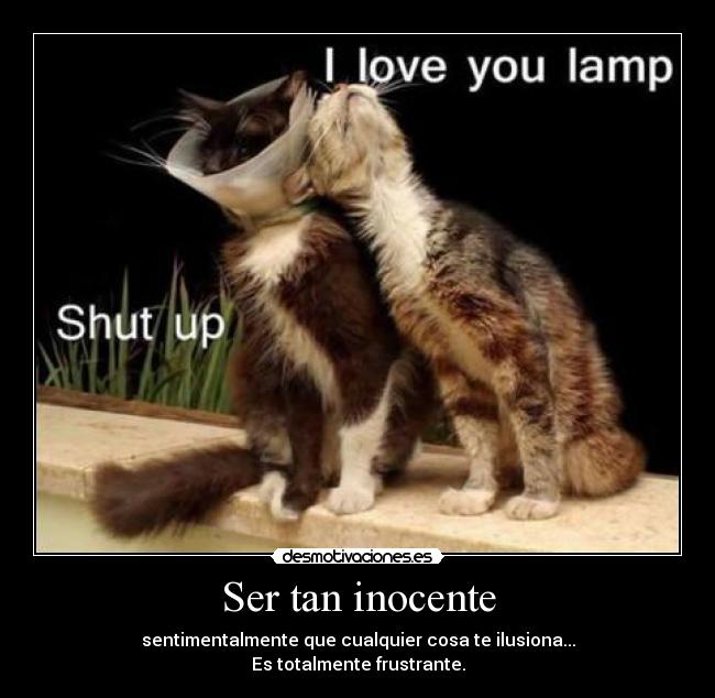 Ser tan inocente - sentimentalmente que cualquier cosa te ilusiona...
Es totalmente frustrante.