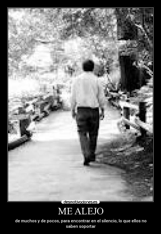 ME ALEJO - de muchos y de pocos, para encontrar en el silencio, lo que ellos no saben soportar