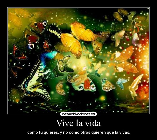 Vive la vida - como tu quieres, y no como otros quieren que la vivas.