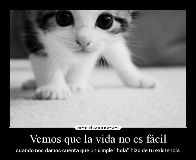 Vemos que la vida no es fácil - cuando nos damos cuenta que un simple hola hizo de tu existencia.
