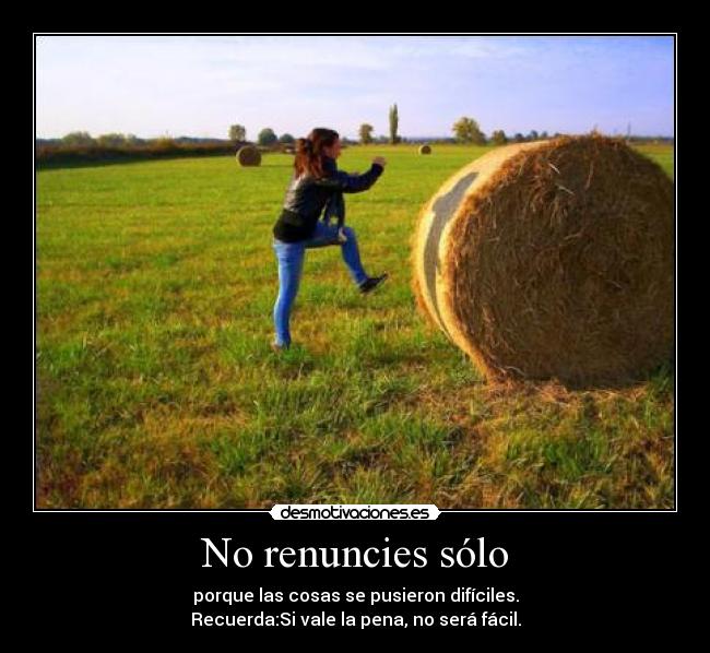 No renuncies sólo - porque las cosas se pusieron difíciles.
Recuerda:Si vale la pena, no será fácil.