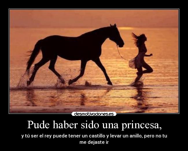 Pude haber sido una princesa, - y tú ser el rey puede tener un castillo y levar un anillo, pero no tu me dejaste ir
