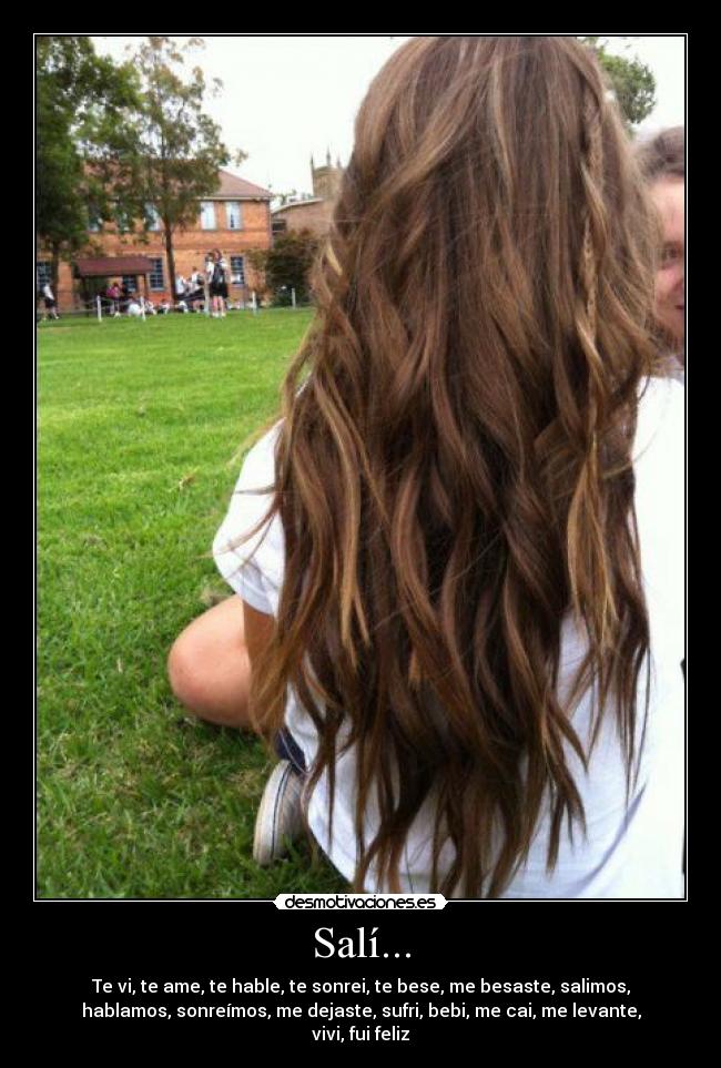 Salí... - Te vi, te ame, te hable, te sonrei, te bese, me besaste, salimos,
hablamos, sonreímos, me dejaste, sufri, bebi, me cai, me levante,
vivi, fui feliz