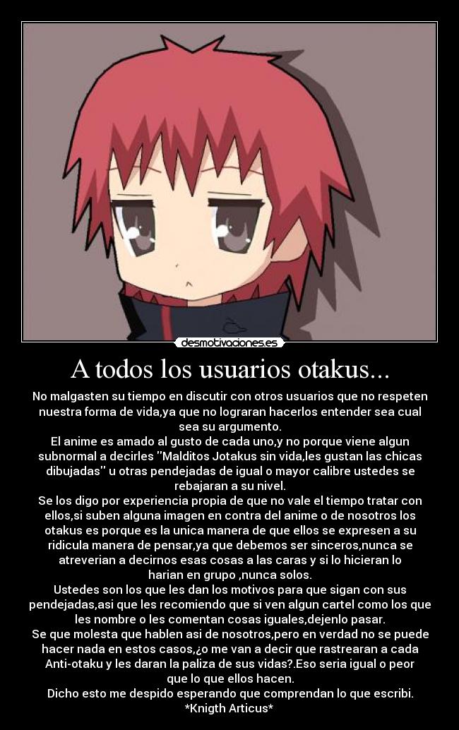 carteles anime otakus mensaje desmotivaciones