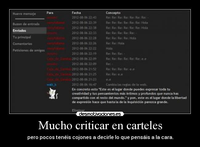 Mucho criticar en carteles -