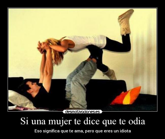 Si una mujer te dice que te odia - Eso significa que te ama, pero que eres un idiota