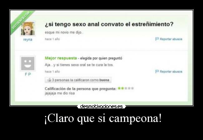 ¡Claro que si campeona! -