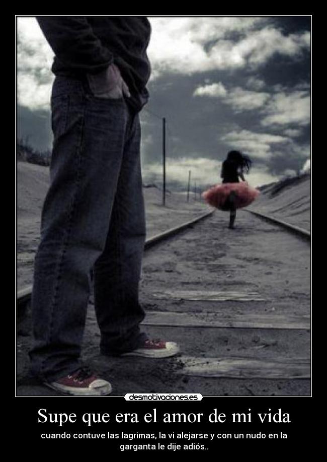 Supe que era el amor de mi vida - cuando contuve las lagrimas, la vi alejarse y con un nudo en la garganta le dije adiós..