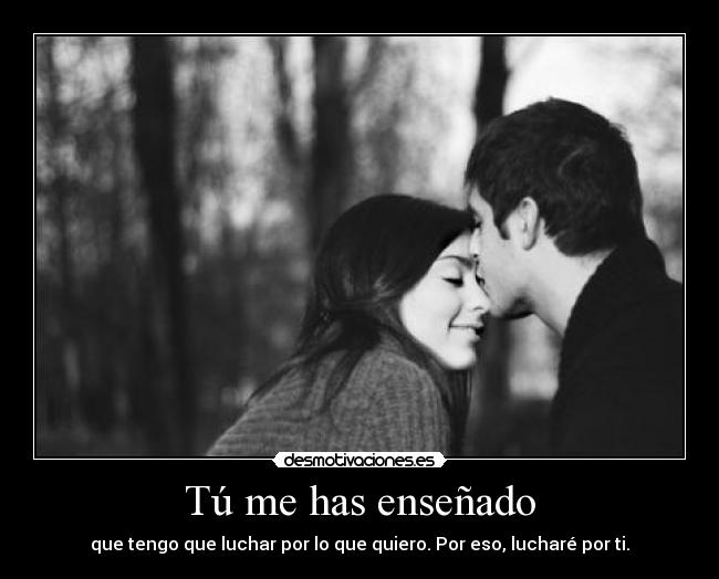 Tú me has enseñado - que tengo que luchar por lo que quiero. Por eso, lucharé por ti.