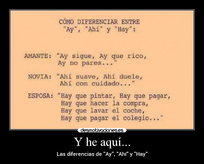 Y he aquí... - Las diferencias de Ay, Ahí y Hay