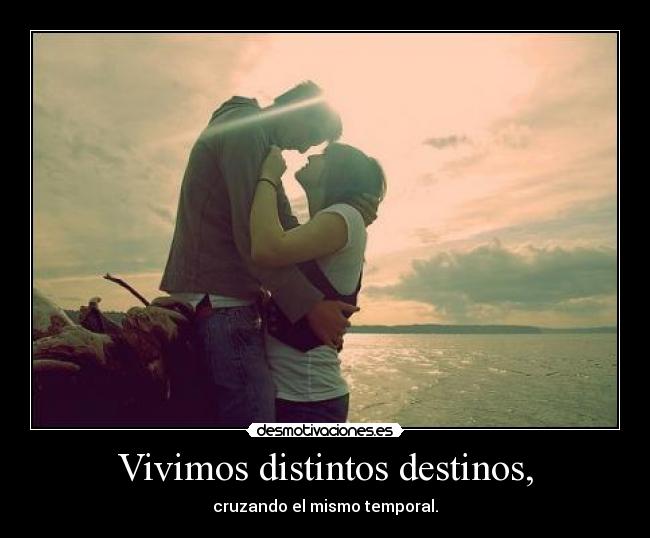 Vivimos distintos destinos, - cruzando el mismo temporal.