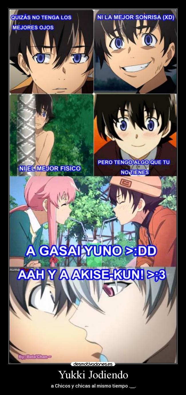 carteles mirai nikki amano yuukki yuki gasai yuno akise aru anime manga otaku lol yaoi desmotivaciones