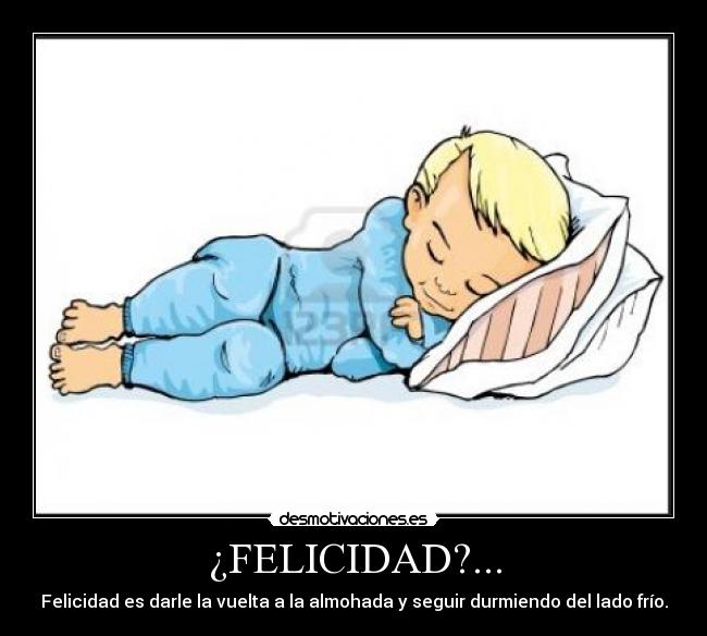 ¿FELICIDAD?... - Felicidad es darle la vuelta a la almohada y seguir durmiendo del lado frío.
