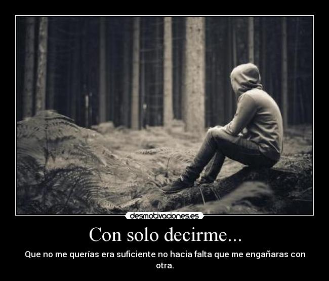 Con solo decirme... - Que no me querías era suficiente no hacia falta que me engañaras con otra.