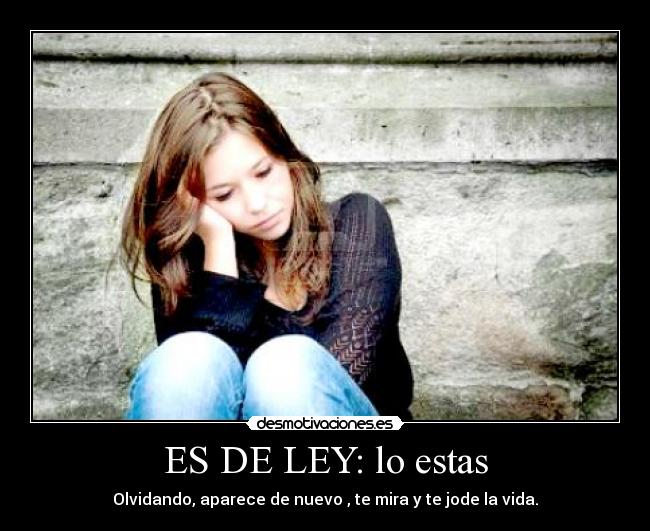 ES DE LEY: lo estas - Olvidando, aparece de nuevo , te mira y te jode la vida.