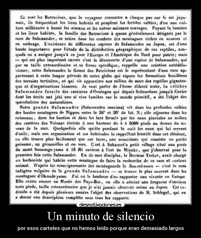 Un minuto de silencio - por esos carteles que no hemos leído porque eran demasiado largos