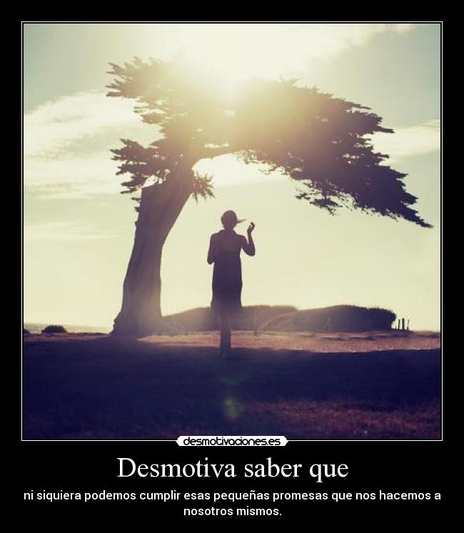 Desmotiva saber que - ni siquiera podemos cumplir esas pequeñas promesas que nos hacemos a
nosotros mismos.