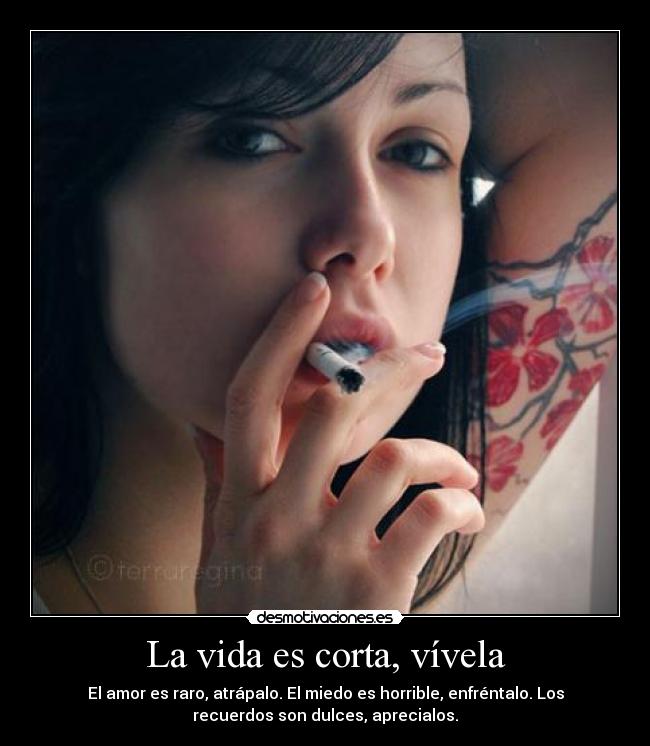 La vida es corta, vívela - El amor es raro, atrápalo. El miedo es horrible, enfréntalo. Los
recuerdos son dulces, aprecialos.