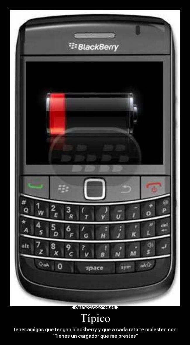Típico - Tener amigos que tengan blackberry y que a cada rato te molesten con:
Tienes un cargador que me prestes