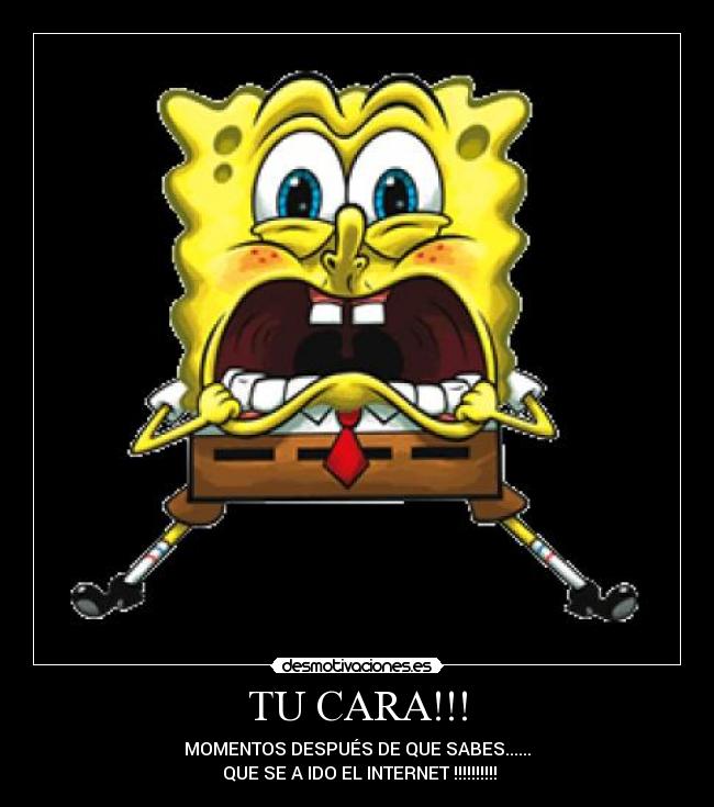 TU CARA!!! - MOMENTOS DESPUÉS DE QUE SABES......
QUE SE A IDO EL INTERNET !!!!!!!!!!
