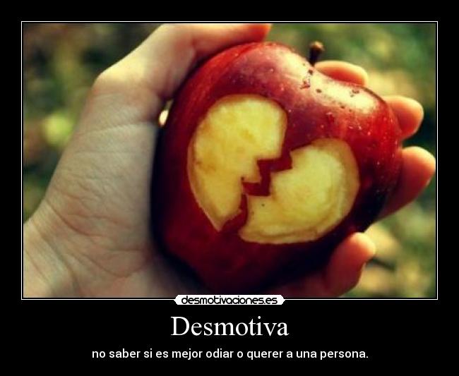 Desmotiva - no saber si es mejor odiar o querer a una persona.