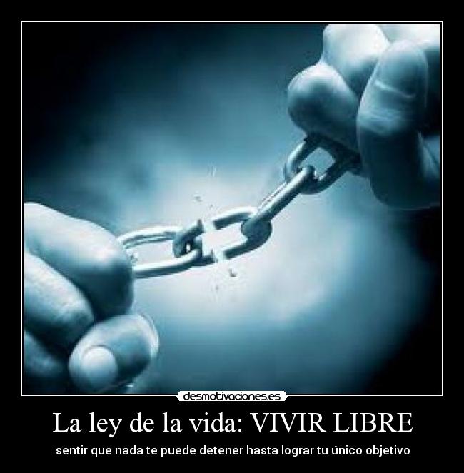 La ley de la vida: VIVIR LIBRE - sentir que nada te puede detener hasta lograr tu único objetivo