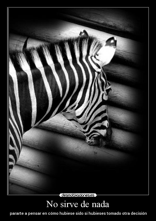 No sirve de nada - pararte a pensar en cómo hubiese sido si hubieses tomado otra decisión