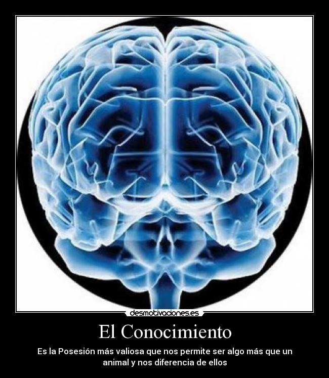 El Conocimiento - Es la Posesión más valiosa que nos permite ser algo más que un
animal y nos diferencia de ellos