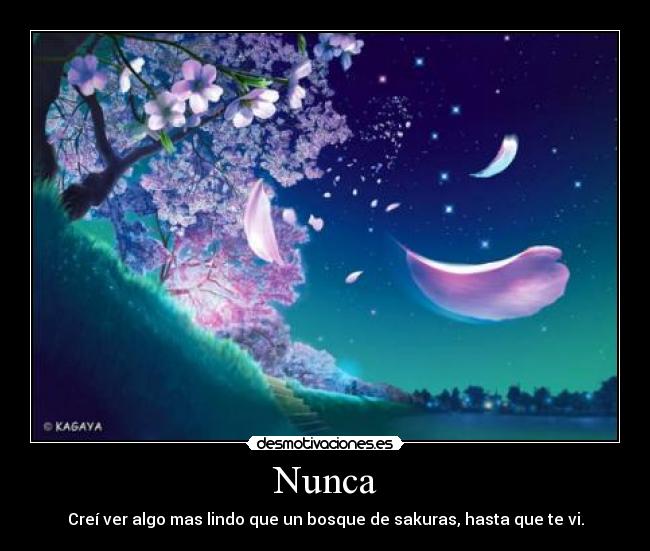 Nunca - Creí ver algo mas lindo que un bosque de sakuras, hasta que te vi.