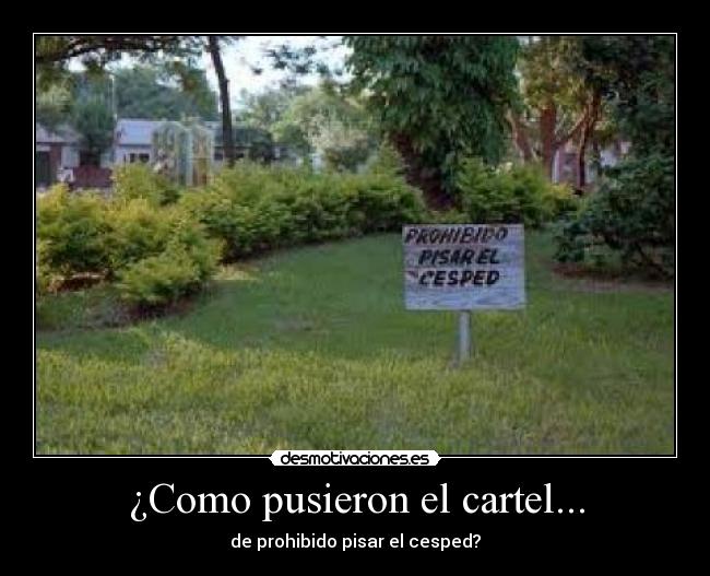 ¿Como pusieron el cartel... - de prohibido pisar el cesped?