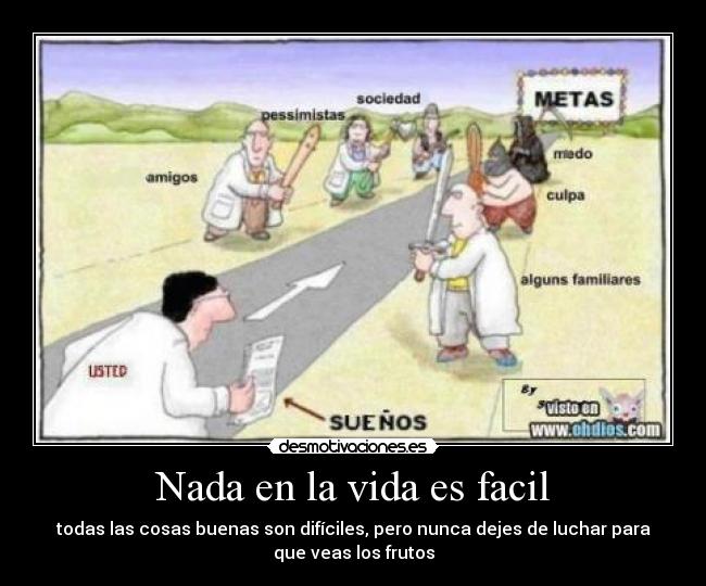 Nada en la vida es facil - todas las cosas buenas son difíciles, pero nunca dejes de luchar para
que veas los frutos