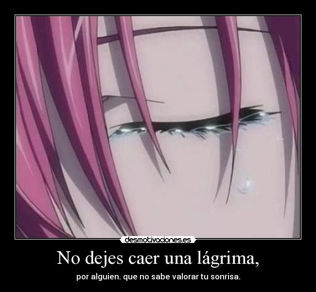 No dejes caer una lágrima, - por alguien. que no sabe valorar tu sonrisa.