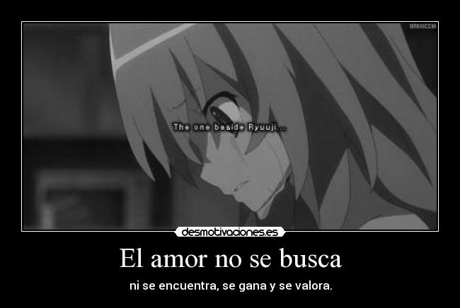 El amor no se busca - ni se encuentra, se gana y se valora.