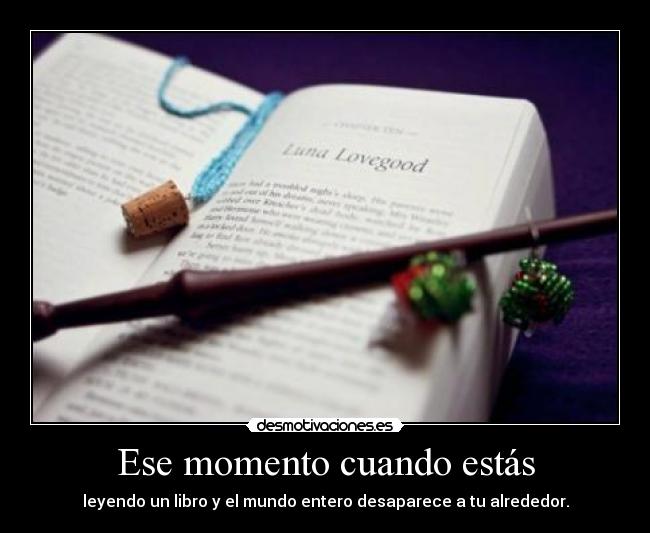 Ese momento cuando estás - leyendo un libro y el mundo entero desaparece a tu alrededor.